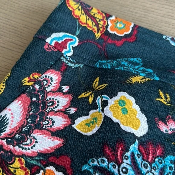 Ann Taylor LOFT Deep Teal Floral Skirt w/ Kick Pleat SZ 8 - Picture 4 of 14